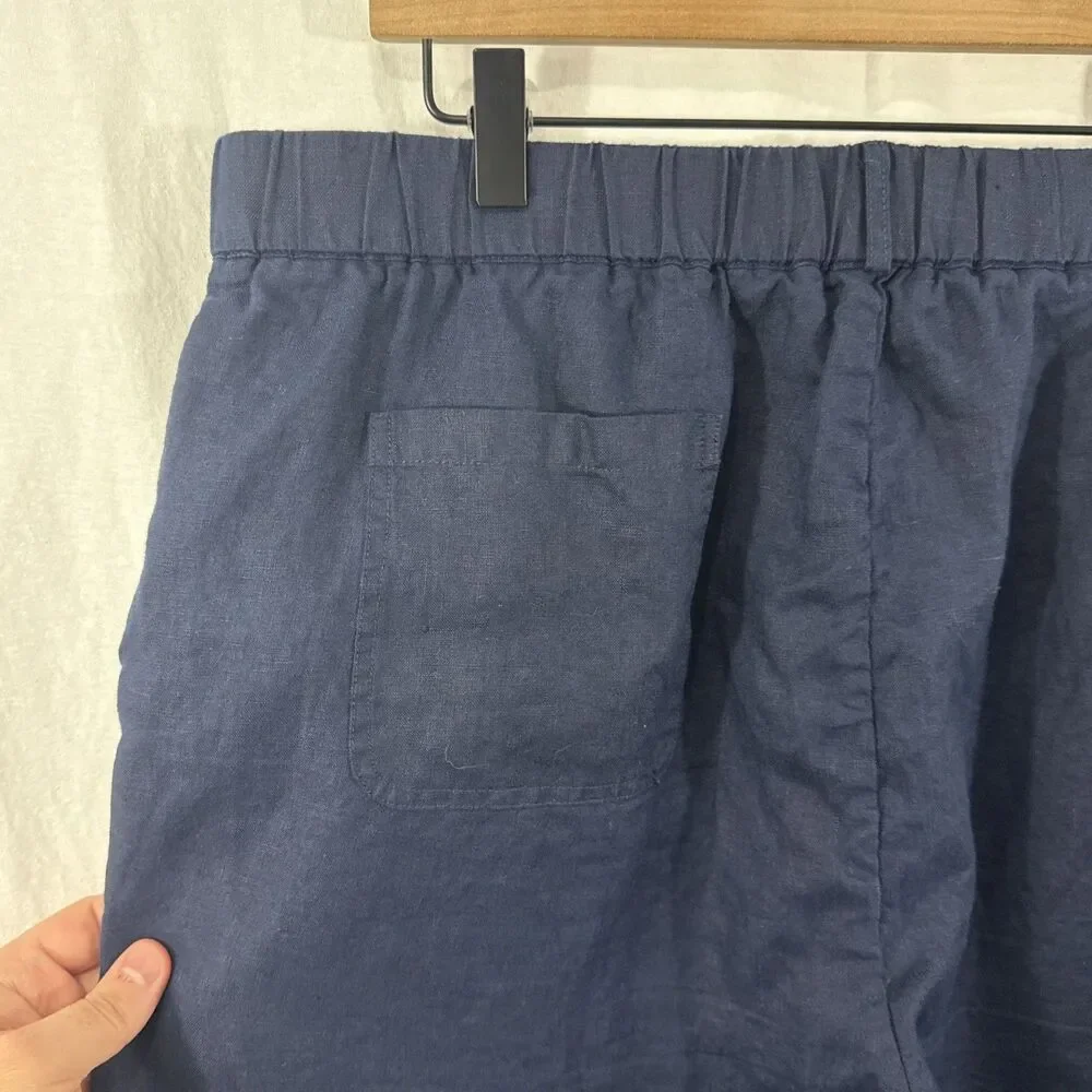 Quince 100% European Linen Deep Navy Ankle Wide Leg Pants Women’s Sz XL